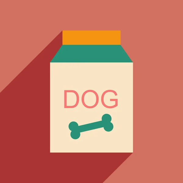 Appartamento con icona ombra e applicazione mobile cibo per cani — Vettoriale Stock