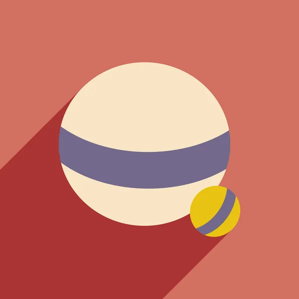 Plochá s ikonou stín a mobilní aplikace míček pes — Stockový vektor