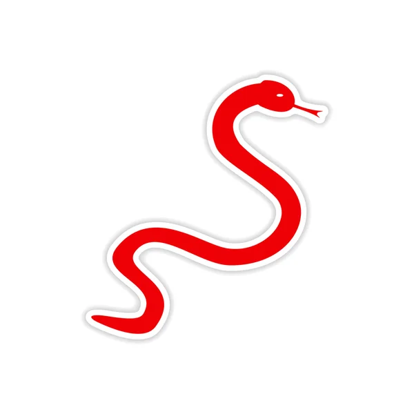 Desain stiker ikon realistis pada ular kertas - Stok Vektor