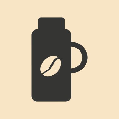 Düz siyah ve beyaz mobil uygulama termos içinde