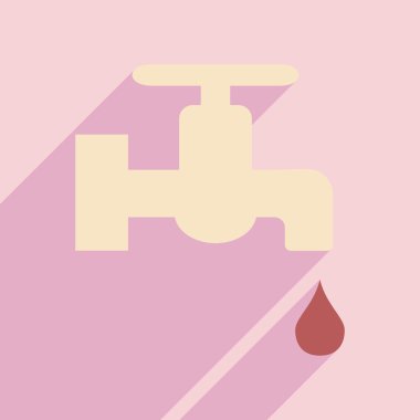 Düz gölge simgesi ve mobil uygulama mutfak musluk ile