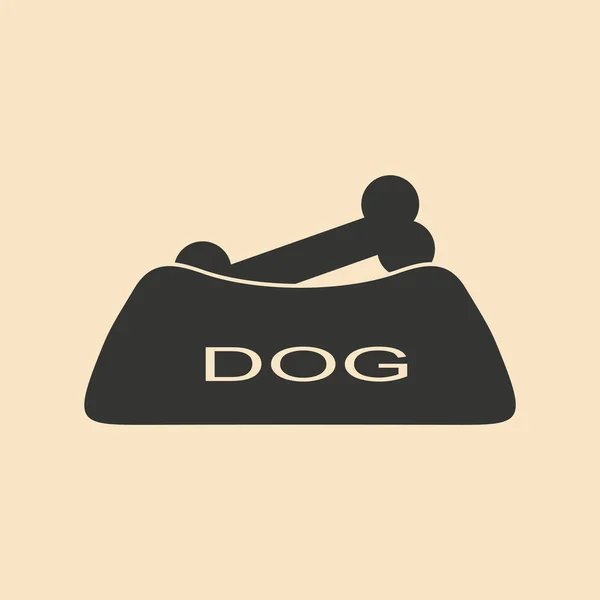 Düz siyah ve beyaz mobil uygulama köpek yemliği — Stok Vektör
