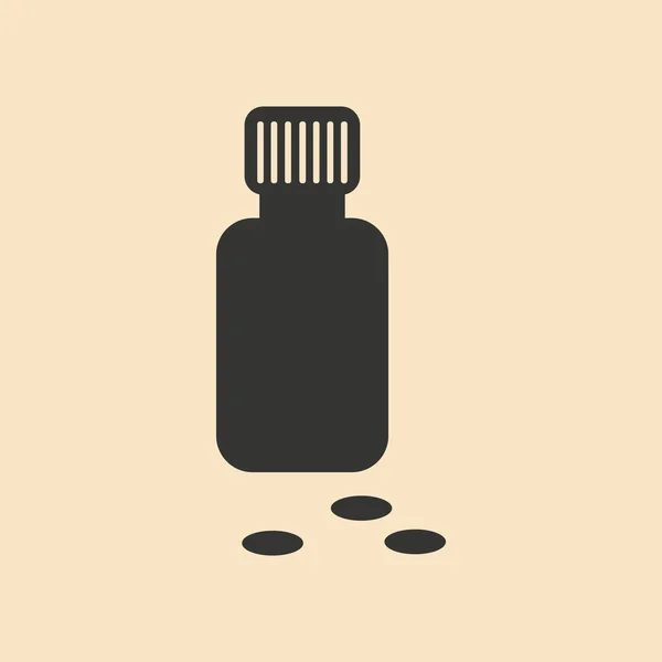 Plat en noir et blanc application mobile bouteille de pilules — Image vectorielle