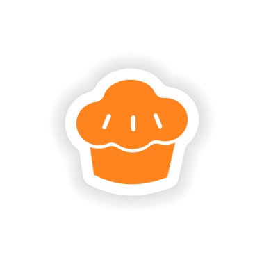 Kağıt kek üzerine simgesi etiket gerçekçi tasarım