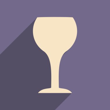 Düz gölge simgesi ve mobil applacation şarap gözlük ile