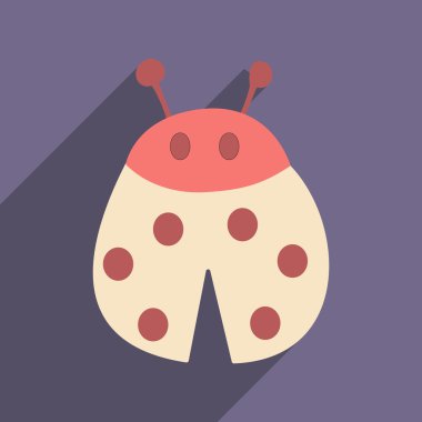 Düz gölge simgesi ve mobil applacation uğur böceği ile