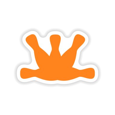 simgesi etiket gerçekçi tasarım üzerinde kağıt bowling