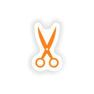 simgesi etiket gerçekçi tasarım üzerinde kağıt makas