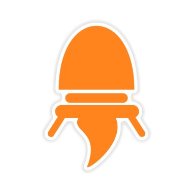 Kağıt roket üzerinde simgesi etiket gerçekçi tasarım