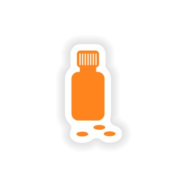 simgesi etiket gerçekçi tasarım kağıt kutu ilaç üzerinde