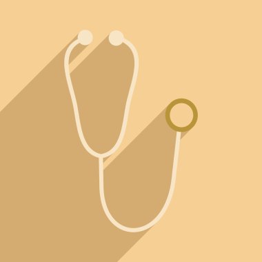 Düz gölge simgesi ve mobil uygulama stetoskop ile