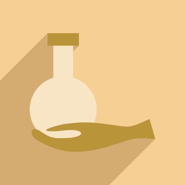 Düz gölge simgesi ve mobil uygulama kimyasallar ile