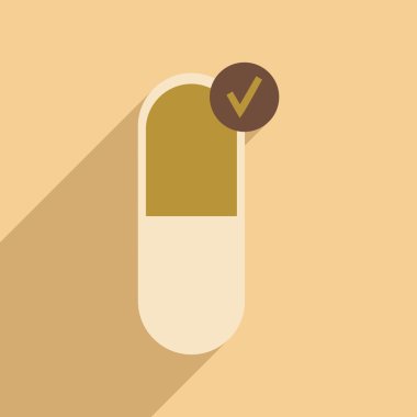 Düz gölge simgesi ve mobil uygulama İlaç sanayii ile