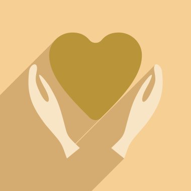 Düz gölge simgesi ve mobil uygulama hayırseverlik logo ile