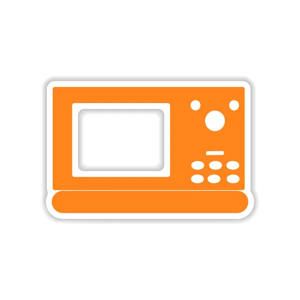 Adesivo icona design realistico su carta microonde — Vettoriale Stock