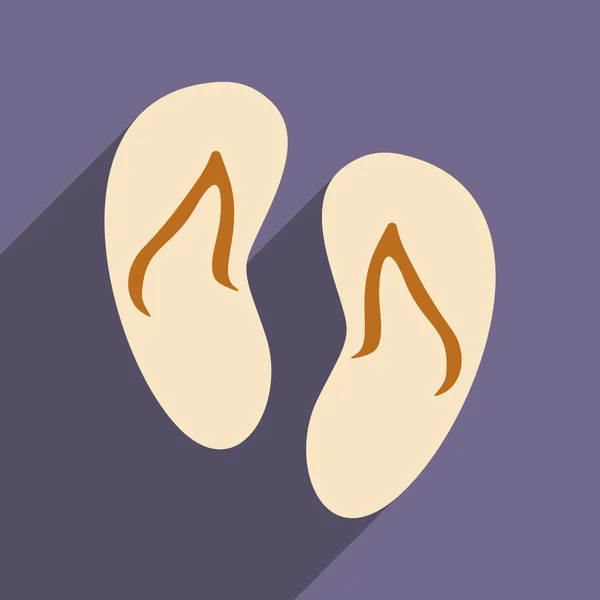Appartement met schaduw pictogram en mobiele applacation strand slippers — Stockvector