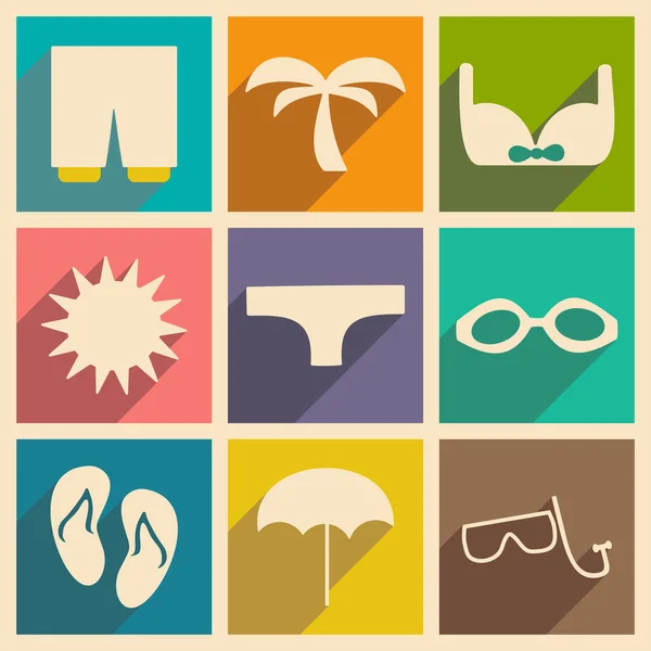 Piso con concepto de sombra y aplicación móvil vacaciones de verano — Archivo Imágenes Vectoriales