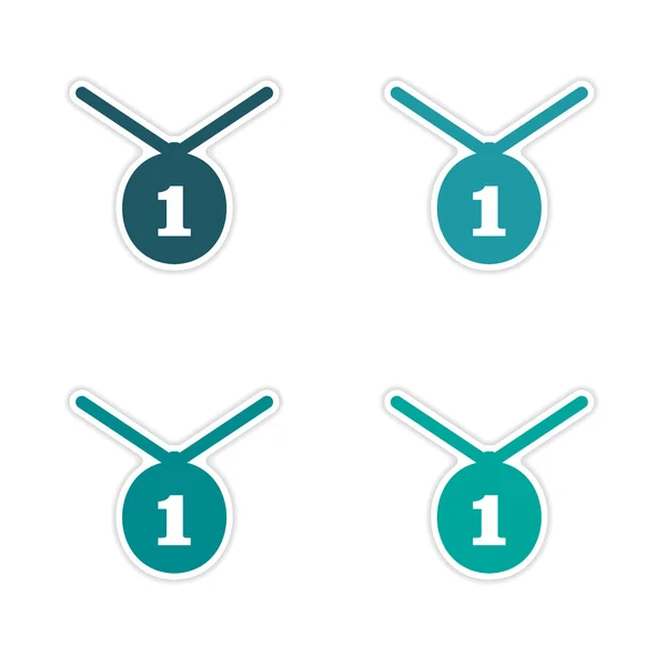 Församlingen realistiska klistermärke design på papper medalj — Stock vektor