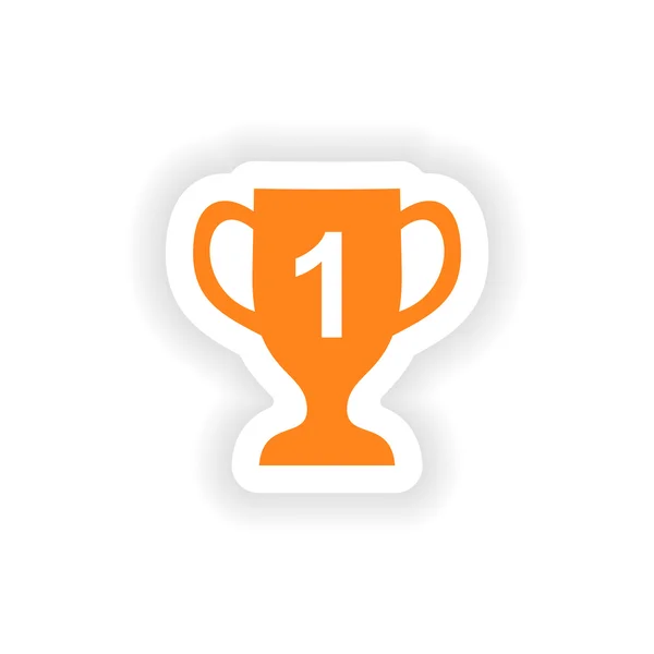 Pictogram sticker realistische ontwerp op papier cup winnaar — Stockvector