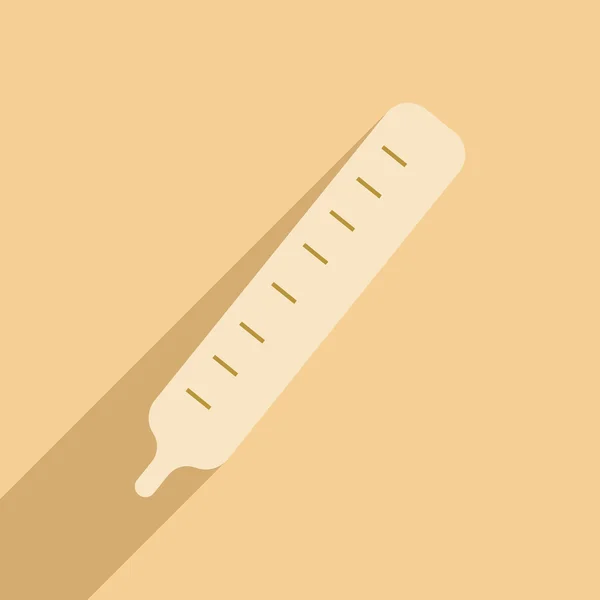 Platta med skugga ikonen och mobil applikation logotyp termometer — Stock vektor