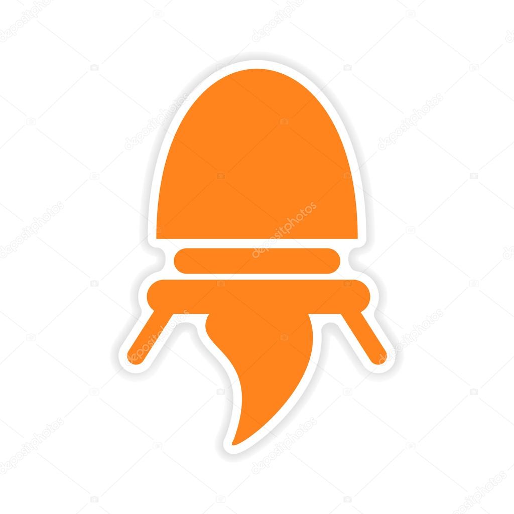 icon sticker realistic design on paper rocket