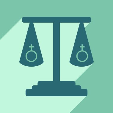 Düz gölge simgesi ve mobil uygulama cinsel eşitlik ile