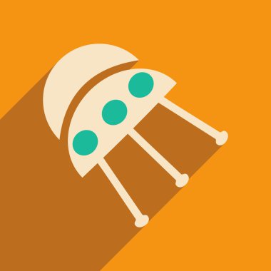 Düz gölge simgesi ve mobil applacation Ufo ile