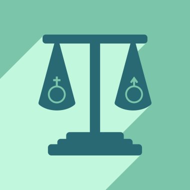 Düz gölge simgesi ve mobil uygulama cinsel eşitlik ile