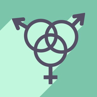 Düz gölge simgesi ve mobil uygulama eşitlik cinsiyetler ile