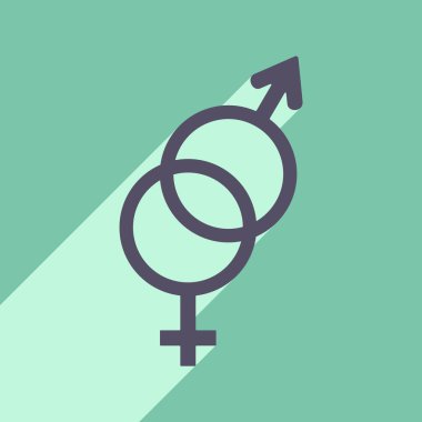 Düz gölge simgesi ve mobil uygulama eşitlik cinsiyetler ile