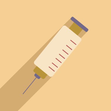 düz gölge simgesi ve mobil uygulama şırınga ile