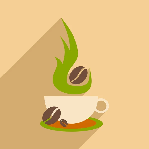 Piso con icono de sombra y aplicación móvil aroma café — Archivo Imágenes Vectoriales