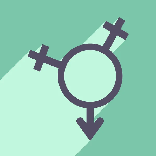 Επίπεδη με σκιά εικονίδιο και κινητή εφαρμογή ισότητα των φύλων — Διανυσματικό Αρχείο