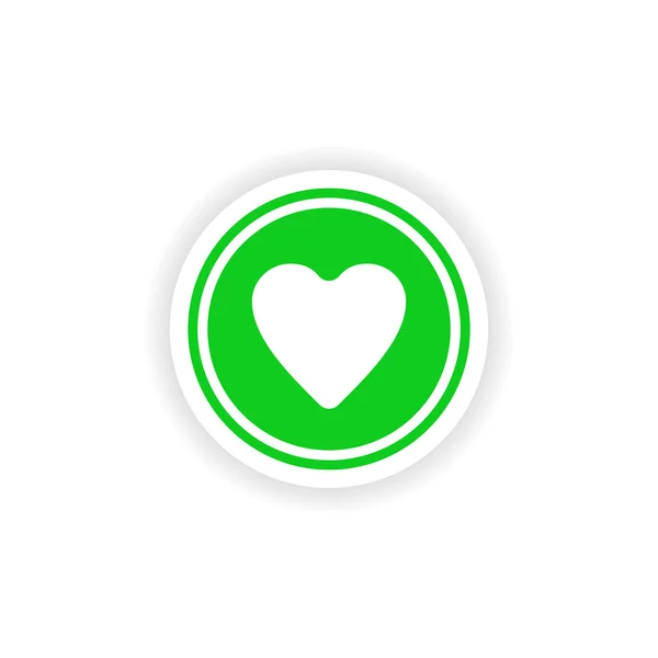 Pictogram sticker realistische ontwerp op papier logo hart — Stockvector