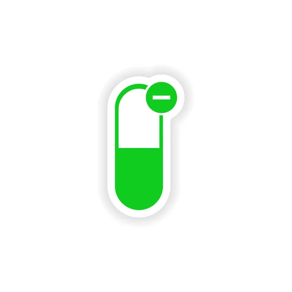 Icono pegatina diseño realista en cápsulas de píldoras de papel — Vector de stock