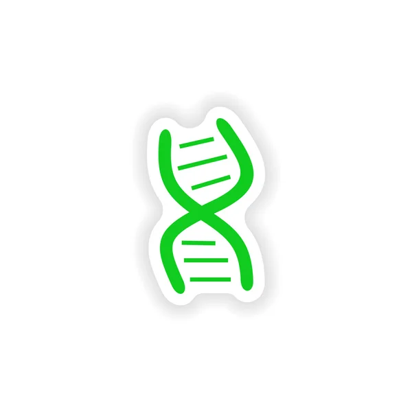 Icono pegatina diseño realista en el logotipo de papel ADN — Archivo Imágenes Vectoriales