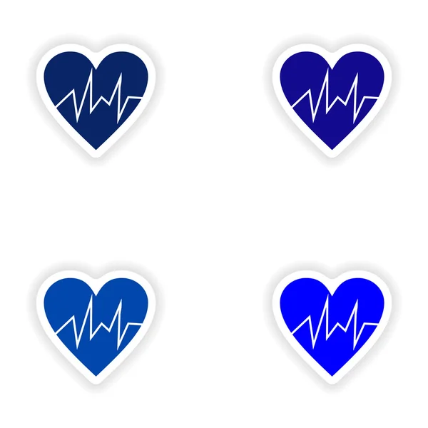 Assemblage autocollant réaliste design sur papier logo cardiologie — Image vectorielle