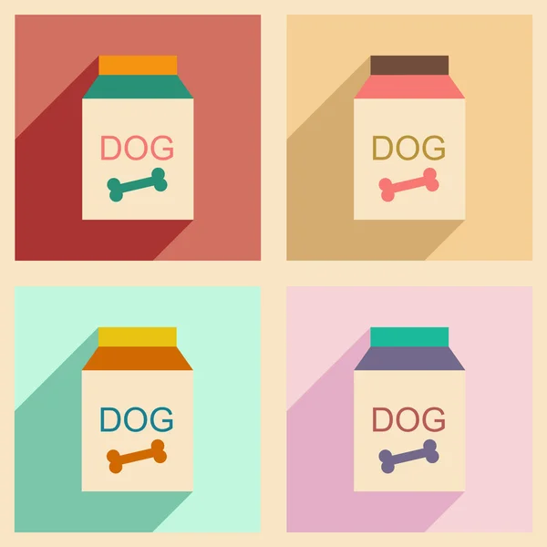 Plano com conceito de sombra e aplicação móvel de comida para cães — Vetor de Stock