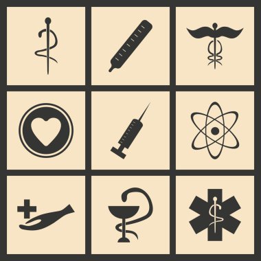 Düz gölge kavramı ve mobil uygulama tıbbi logosu ile