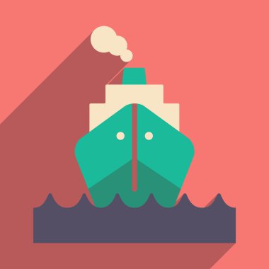 Flat with shadow icon and mobile application ship clipart