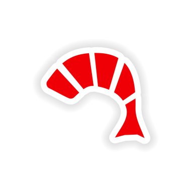 simgesi etiket gerçekçi tasarım üzerinde kağıt tempura karides