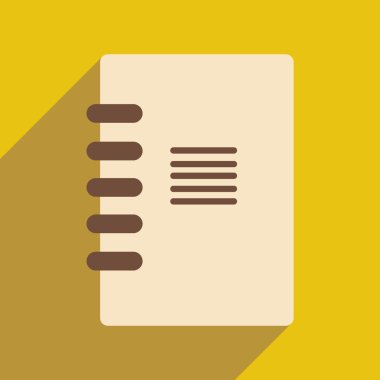 Düz gölge simgesi ve mobil uygulama defter ile