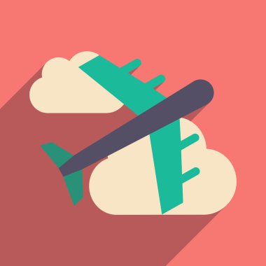 Düz gölge simgesi ve mobil uygulama uçak ile