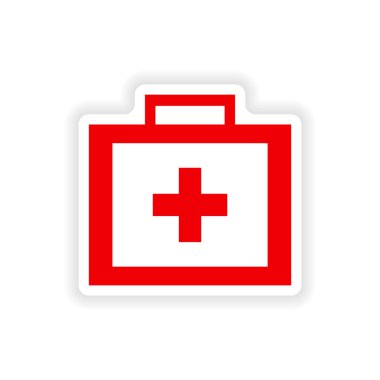 Kağıt tıp göğüs simgesi etiket gerçekçi tasarım