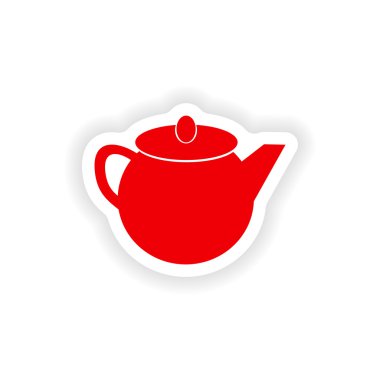 simgesi etiket gerçekçi tasarım üzerinde kağıt çaydanlık