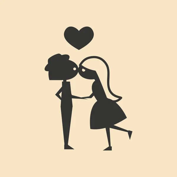 Flat in black and white mobile application kissing — Stock Vector