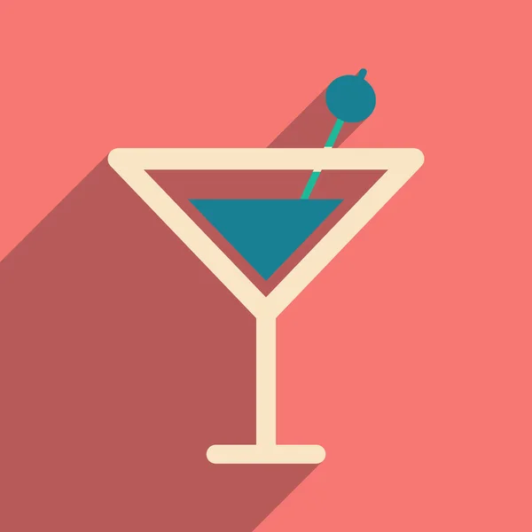 Plat avec icône d'ombre et cocktail d'application mobile — Image vectorielle