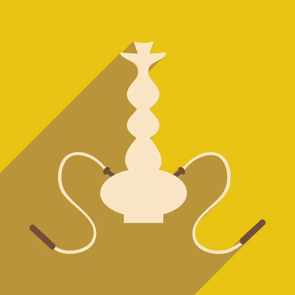 Plano com ícone de sombra e aplicação móvel hookah shisha — Vetor de Stock
