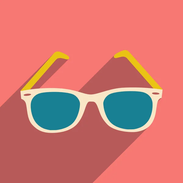 Appartamento con icona ombra e occhiali da sole per applicazioni mobili — Vettoriale Stock