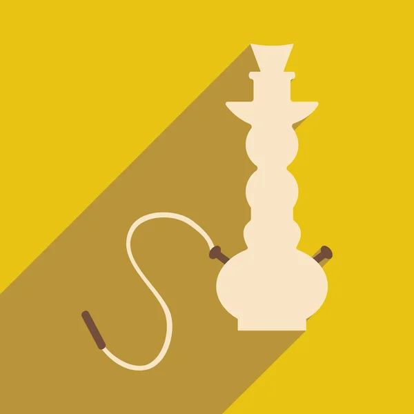 Flat with shadow icon and mobile application hookah shisha — Stock Vector